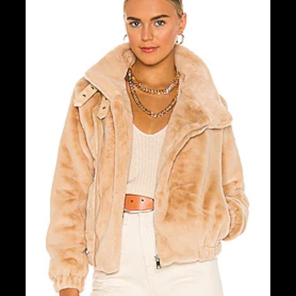 Bubish Jackets & Blazers - Revolves Bubish Orlando Faux Fur Moto Beige Jacket